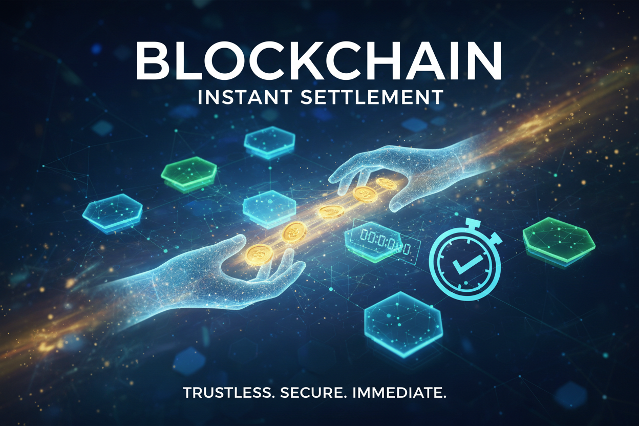 blockchain instant settlement graphic