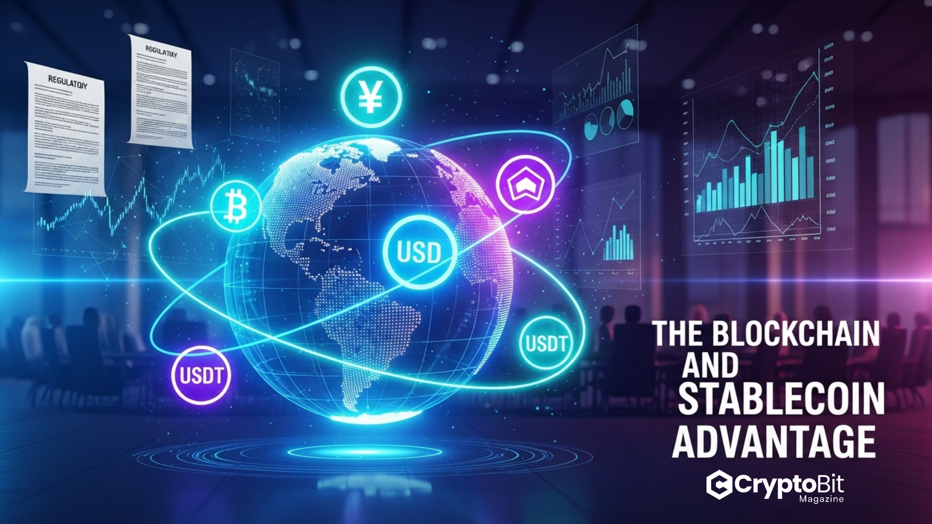 Illustration of secure multi-signature stablecoin escrow process for instant cross-border B2B invoicing settlements under 1 hour